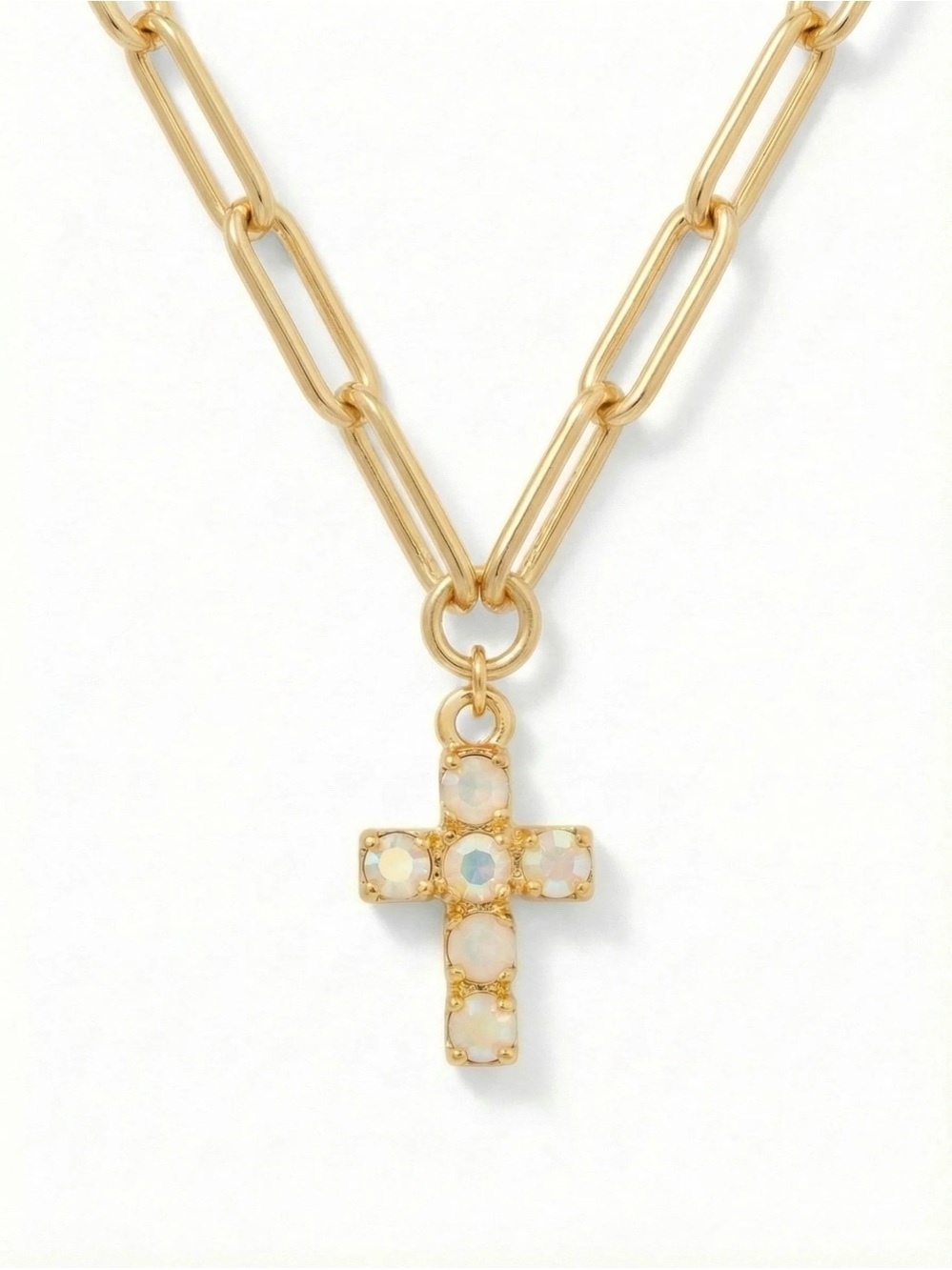 NWT SORRELLI CARLY CROSS NECKLACE - WHITE AB